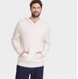 Men's Hooded Pullover Sweater - Goodfellow & Co Cream S